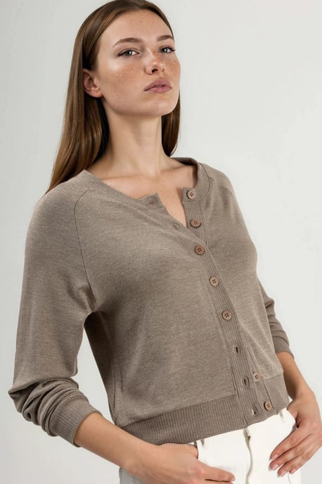 Crew-Neck-Cardigan mit Knöpfen - Image 1