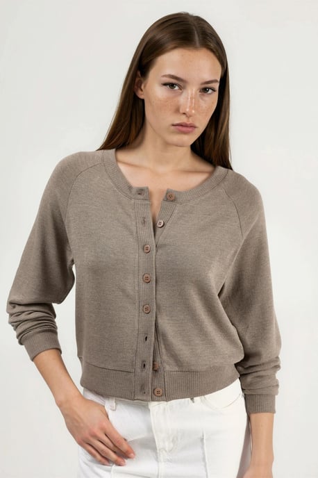 Crew-Neck-Cardigan mit Knöpfen - Image 2