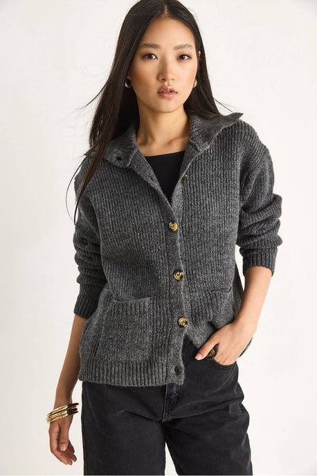 Strickjacke mit Struktur und langen Ärmeln - Image 2