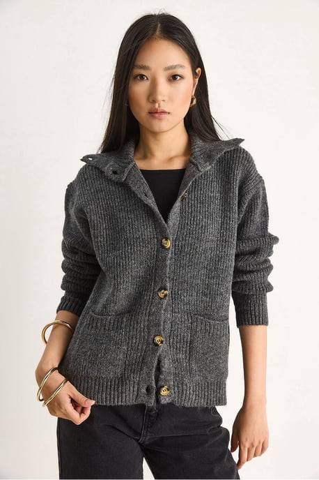 Strickjacke mit Struktur und langen Ärmeln - Image 3