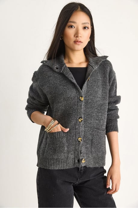 Strickjacke mit Struktur und langen Ärmeln - Image 5
