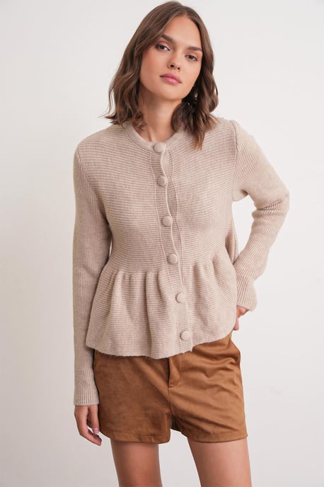 Rippstrick-Cardigan mit Rundhalsausschnitt - Image 1