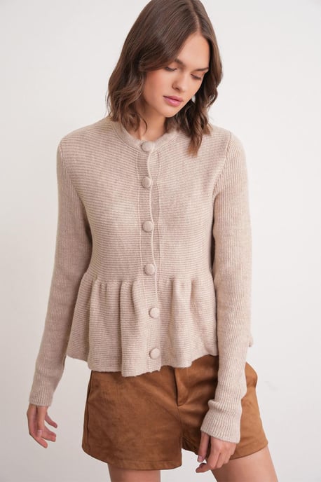 Rippstrick-Cardigan mit Rundhalsausschnitt - Image 3