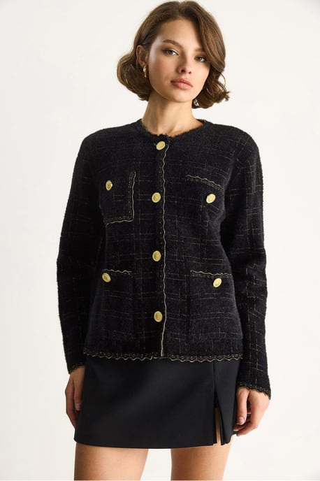 Strukturierter Jacquard-Button-Up Cardigan - Image 4