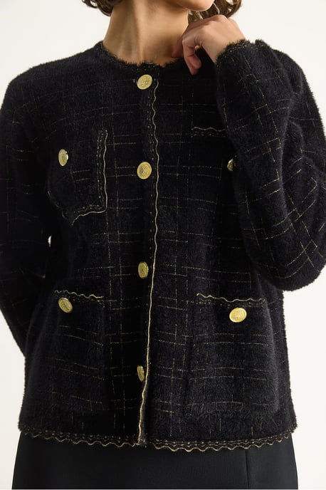 Strukturierter Jacquard-Button-Up Cardigan - Image 5
