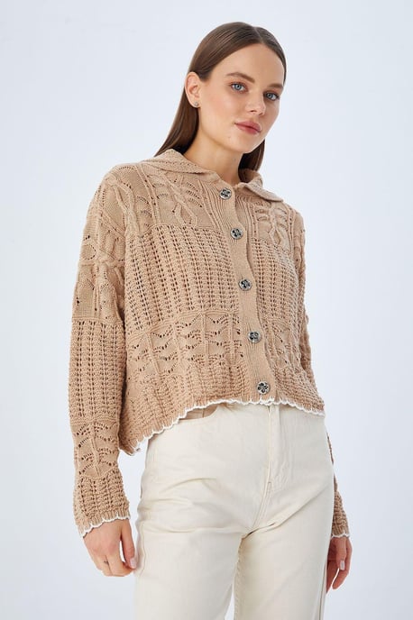 Strukturierter Strickjacke mit Knopfverschluss - Image 4