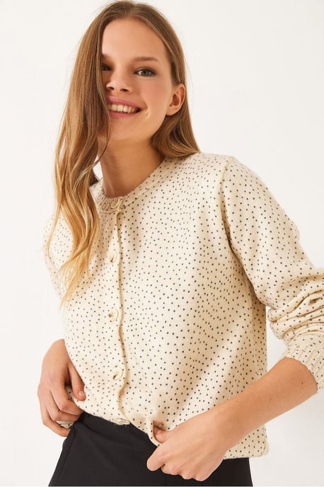 Gepunkteter Jacquard-Strick-Cardigan mit Knopfverschluss - Image 1