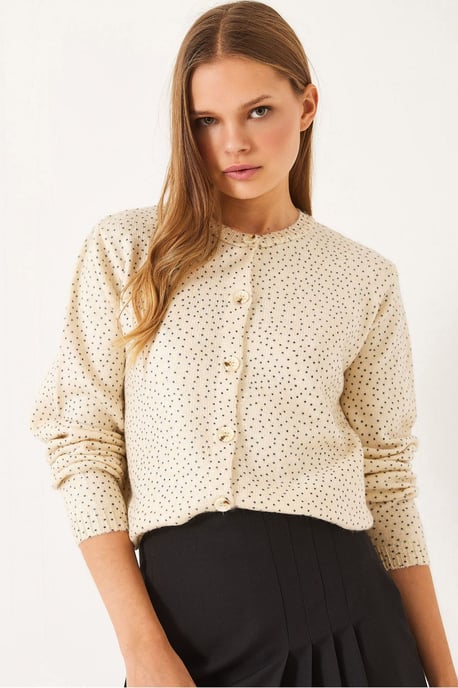 Gepunkteter Jacquard-Strick-Cardigan mit Knopfverschluss - Image 2