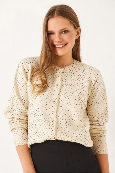 Gepunkteter Jacquard-Strick-Cardigan mit Knopfverschluss - Image 3