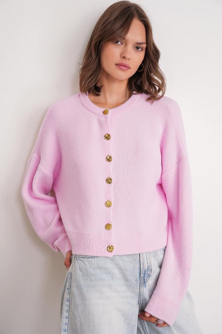 Geknöpfte gerippte Strickjacke - Image 1