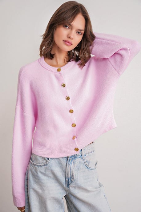 Geknöpfte gerippte Strickjacke - Image 3