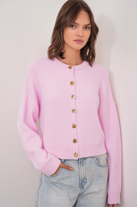 Geknöpfte gerippte Strickjacke - Image 4