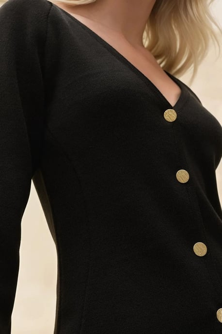 Hiccup Figurbetonter Cardigan mit V-Ausschnitt und Knöpfen - Schwarz - Image 3