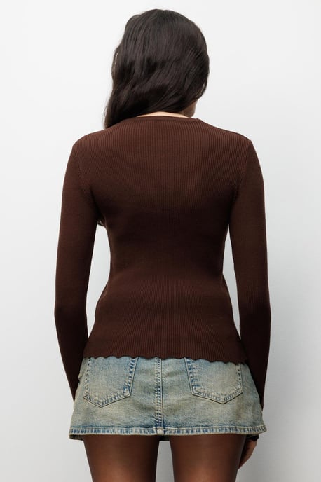 Rippstrick-Knopf-Cardigan - Image 5