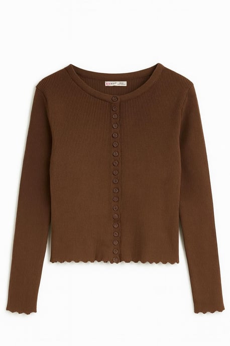 Rippstrick-Knopf-Cardigan - Image 6