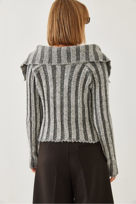 Kapuzensweater mit Reißverschluss und gestreiften, taillierten Schnitt - Image 4