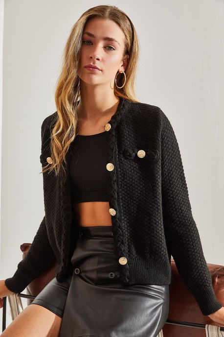 Strukturierter Strickwaren-Cardigan mit Knopfverschluss - Image 3
