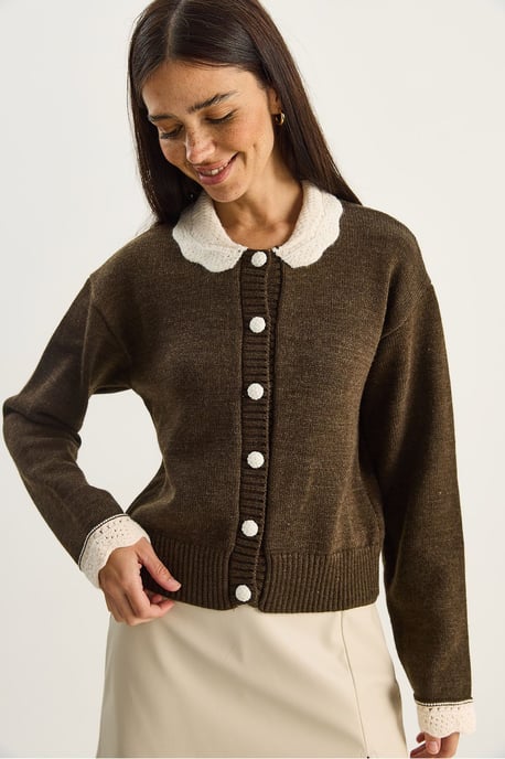 Dicker Rippstrick-Cardigan mit Knopfverschluss - Image 4