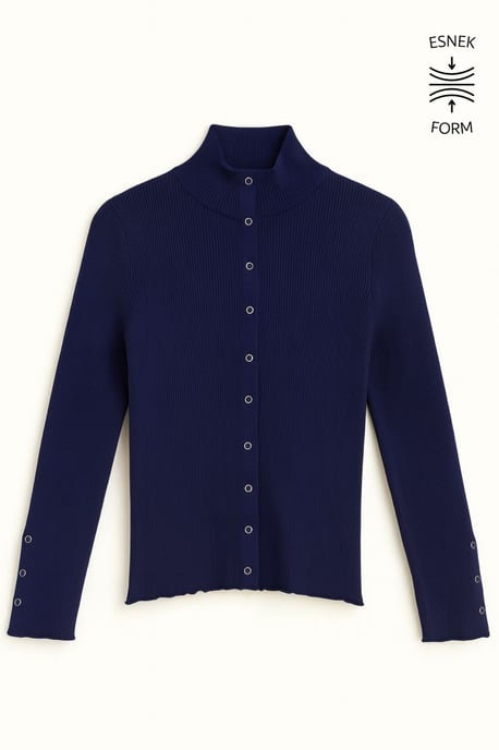 Slim Fit Halbkragen-Cardigan mit Knopfverschluss - Image 5