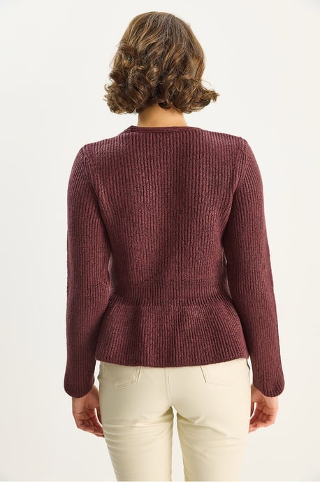 Rippstrick Langarm V-Ausschnitt Cardigan mit Knöpfen - Image 6