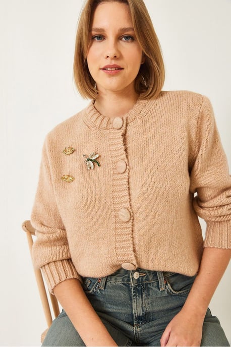 Texturierter Strick-Cardigan mit Pompon - Image 4