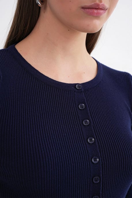 Knopf-Front Schlanker Rippstrick-Cardigan - Image 6