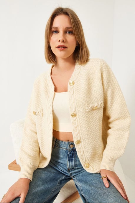 Strukturierter Strickjacke mit Knopfverschluss - Image 3