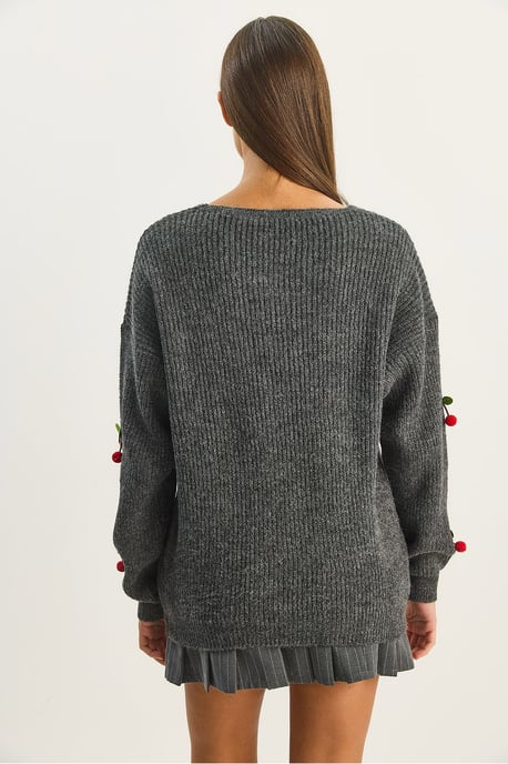 V-Ausschnitt Frucht bestickter Strickjacke - Image 6