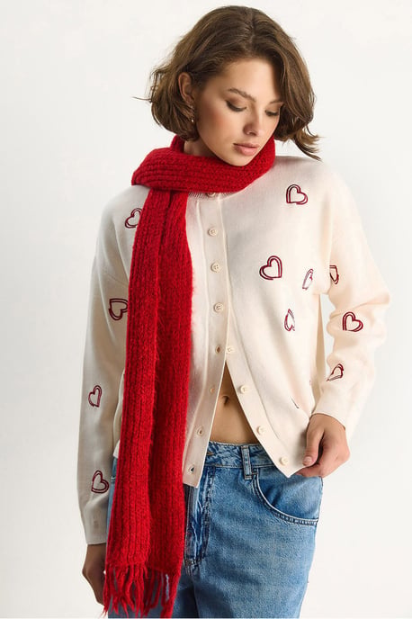 Langer Strickcardigan mit Knopfkragen - Image 1
