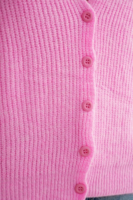 Strukturierter V-Ausschnitt Knopf-Cardigan - Image 6
