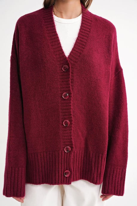 Knopf- V-Ausschnitt Rippstrick-Cardigan - Image 6