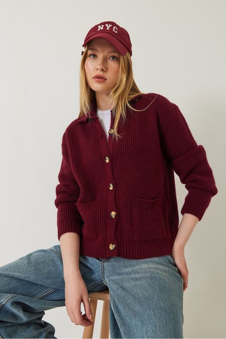 Strickjacke mit Struktur und langen Ärmeln - Image 4