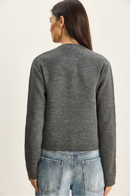 Pullover Cardigan mit Rundhalsausschnitt und Schleifendetail - Image 6