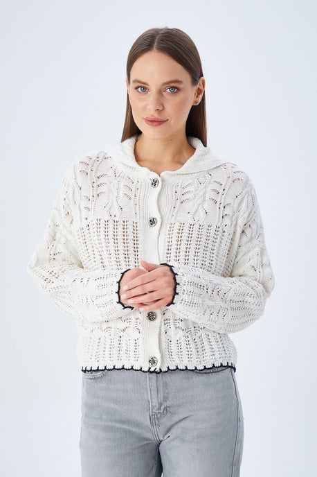 Strukturierter Strickjacke mit Knopfverschluss - Image 4