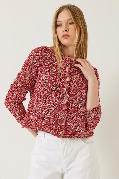 Strukturierter Crop-Cardigan mit Knopfverschluss - Image 3