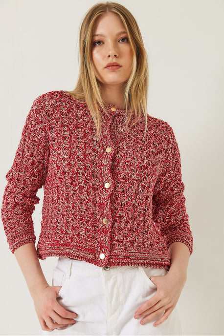 Strukturierter Crop-Cardigan mit Knopfverschluss - Image 4
