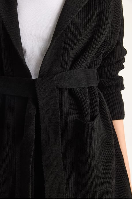 Kapuzenstrickjacke mit Bindebandverschluss - Image 6