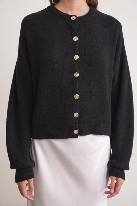 Knopffreier gerippter Strick-Cardigan - Image 4