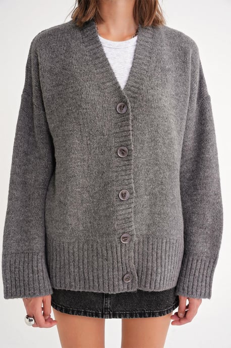 Gestreifter V-Ausschnitt Cardigan mit Knöpfen - Image 4
