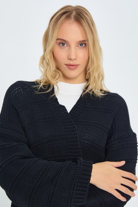 V-Ausschnitt Rippstrick-Cardigan - Image 5