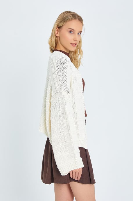V-Ausschnitt Ribstrick-Cardigan - Image 5