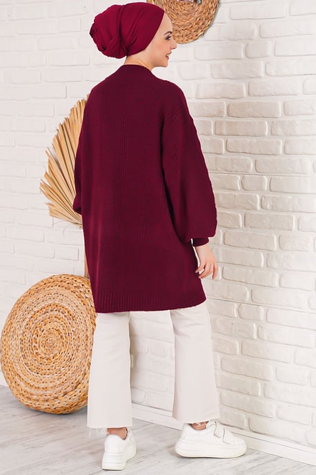 Knopfverschluss V-Ausschnitt Jacquard-Strickjacke - Image 3