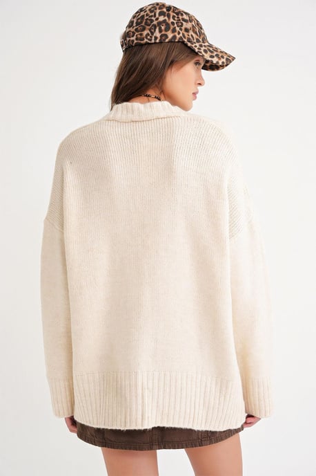 Knopf-V-Ausschnitt Rippstrickcardigan - Image 6