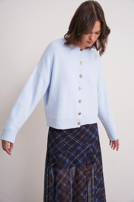 Knopf-unterlegter Rippstrick-Cardigan - Image 3