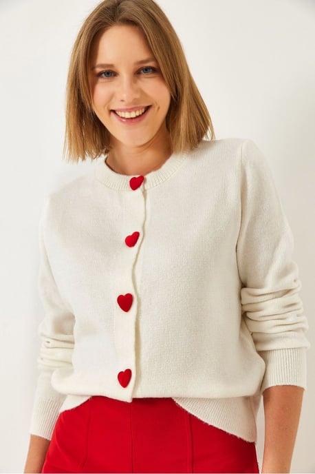 Herz-knöpfte Strickjacke - Image 1