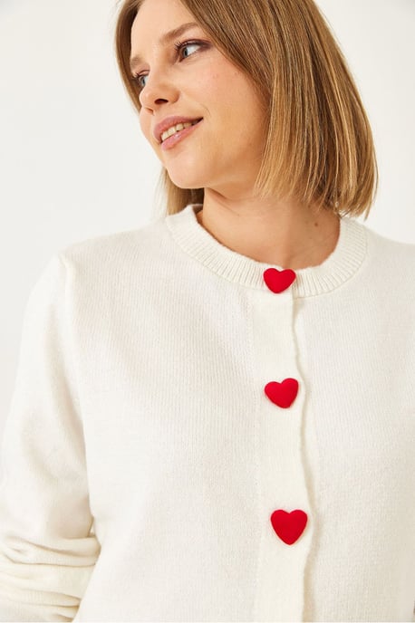 Herz-knöpfte Strickjacke - Image 2