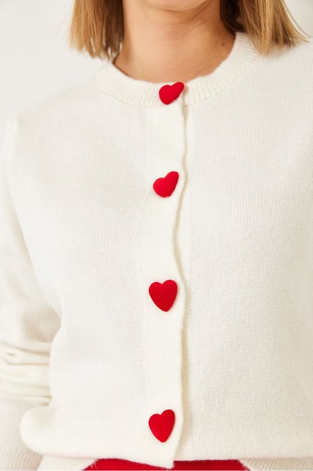 Herz-knöpfte Strickjacke - Image 3