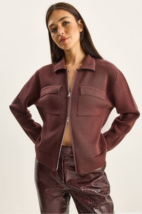 Rippstrick-Cardigan mit Reißverschluss und Taschen - Image 2