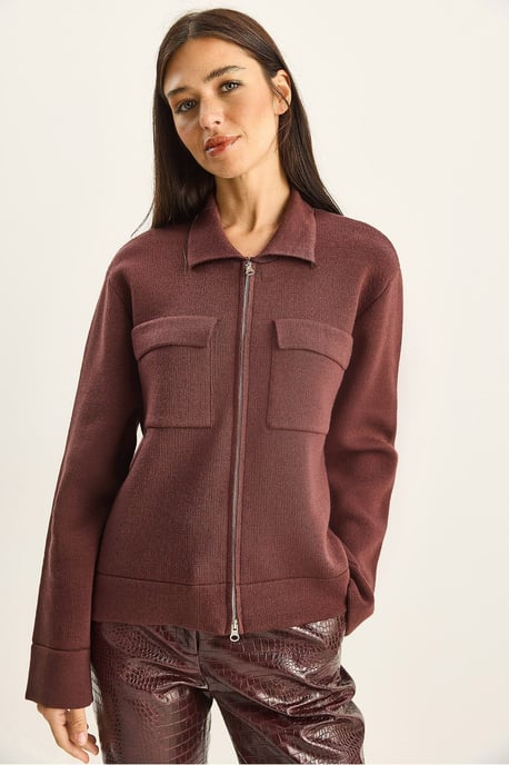 Rippstrick-Cardigan mit Reißverschluss und Taschen - Image 5
