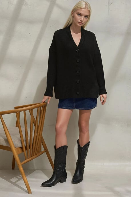 Dicker V-Ausschnitt Strickjacke - Image 3